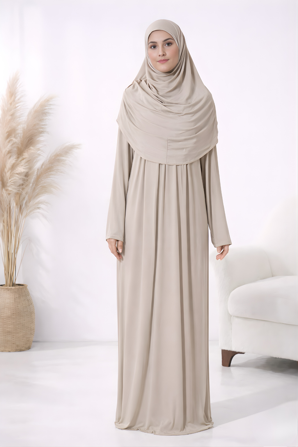 Pratik Başörtülü Robalı Namaz Elbisesi