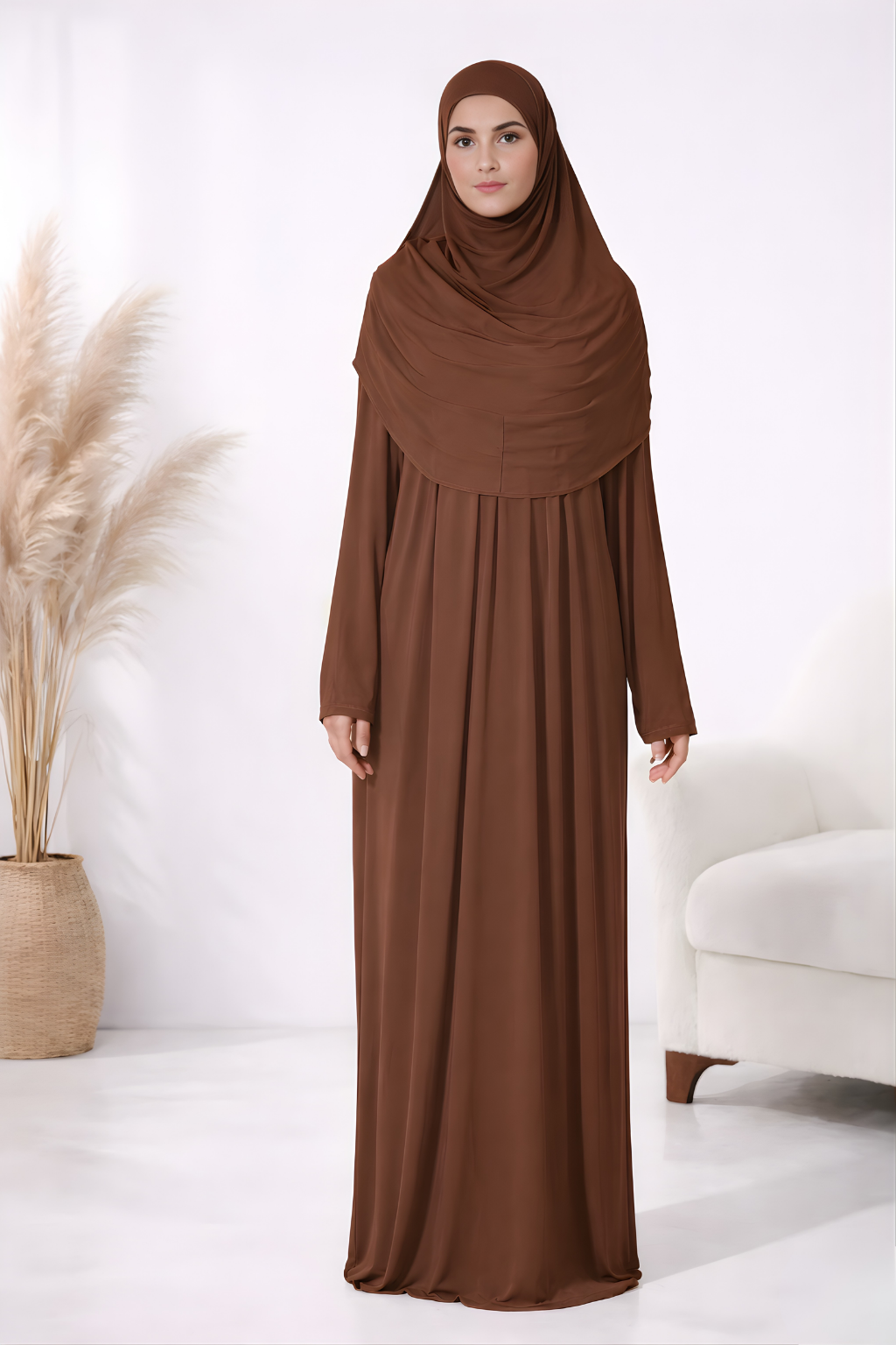 Pratik Başörtülü Robalı Namaz Elbisesi